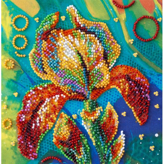 Mini Bead embroidery kit Multicolored iris, AM-203 by Abris Art - buy online! ✿ Fast delivery ✿ Factory price ✿ Wholesale and retail ✿ Purchase Sets-mini-for embroidery with beads on canvas