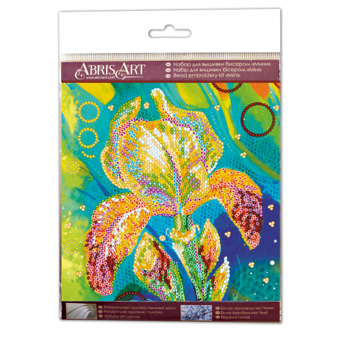 Mini Bead embroidery kit Multicolored iris, AM-203 by Abris Art - buy online! ✿ Fast delivery ✿ Factory price ✿ Wholesale and retail ✿ Purchase Sets-mini-for embroidery with beads on canvas