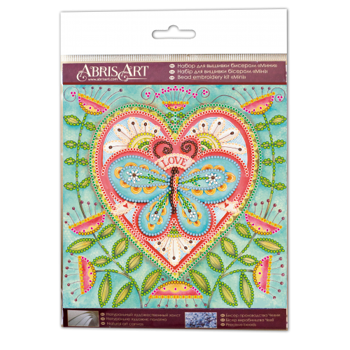 Mini Bead embroidery kit Summer heart, AM-204 by Abris Art - buy online! ✿ Fast delivery ✿ Factory price ✿ Wholesale and retail ✿ Purchase Sets-mini-for embroidery with beads on canvas