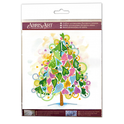 Mini Bead embroidery kit The heart of the holiday, AM-205 by Abris Art - buy online! ✿ Fast delivery ✿ Factory price ✿ Wholesale and retail ✿ Purchase Sets-mini-for embroidery with beads on canvas