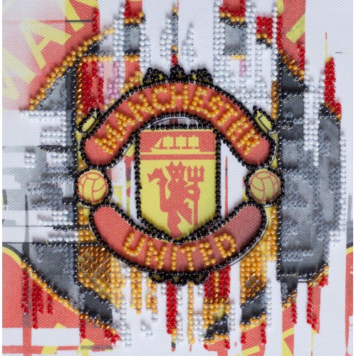 Mini Bead embroidery kit FC Manchester United, AM-207 by Abris Art - buy online! ✿ Fast delivery ✿ Factory price ✿ Wholesale and retail ✿ Purchase Sets-mini-for embroidery with beads on canvas