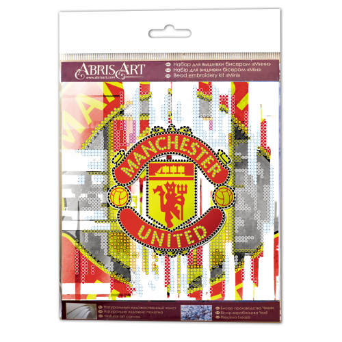 Mini Bead embroidery kit FC Manchester United, AM-207 by Abris Art - buy online! ✿ Fast delivery ✿ Factory price ✿ Wholesale and retail ✿ Purchase Sets-mini-for embroidery with beads on canvas
