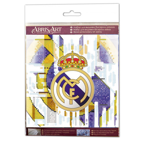 Mini Bead embroidery kit FC Real Madrid, AM-209 by Abris Art - buy online! ✿ Fast delivery ✿ Factory price ✿ Wholesale and retail ✿ Purchase Sets-mini-for embroidery with beads on canvas