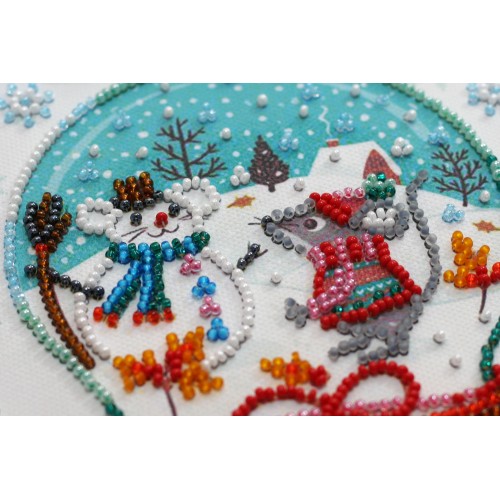 Mini Bead embroidery kit Snowiness, AM-211 by Abris Art - buy online! ✿ Fast delivery ✿ Factory price ✿ Wholesale and retail ✿ Purchase Sets-mini-for embroidery with beads on canvas