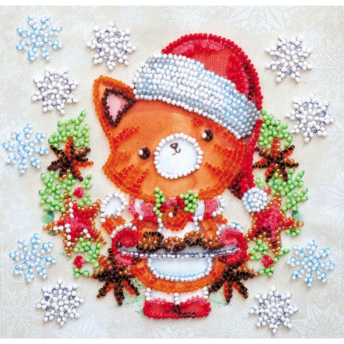 Mini Bead embroidery kit Christmas cookies, AM-219 by Abris Art - buy online! ✿ Fast delivery ✿ Factory price ✿ Wholesale and retail ✿ Purchase Sets-mini-for embroidery with beads on canvas
