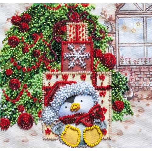 Mini Bead embroidery kit Under the Christmas tree, AM-222 by Abris Art - buy online! ✿ Fast delivery ✿ Factory price ✿ Wholesale and retail ✿ Purchase Sets-mini-for embroidery with beads on canvas