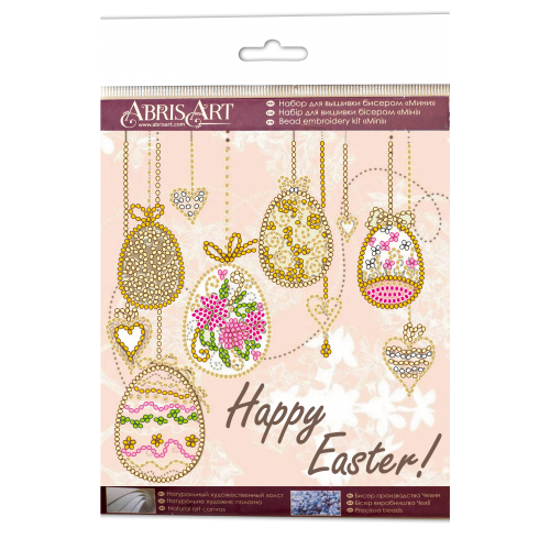 Mini Bead embroidery kit Happy Easter, AM-228 by Abris Art - buy online! ✿ Fast delivery ✿ Factory price ✿ Wholesale and retail ✿ Purchase Sets-mini-for embroidery with beads on canvas