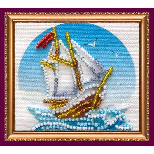 Magnets Bead embroidery kit Sailboat, AMA-009 by Abris Art - buy online! ✿ Fast delivery ✿ Factory price ✿ Wholesale and retail ✿ Purchase Kits for embroidery magnets with beads on canvas