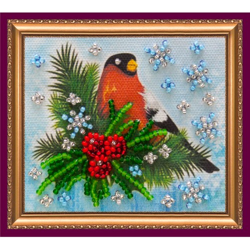 Magnets Bead embroidery kit Bullfinch, AMA-032 by Abris Art - buy online! ✿ Fast delivery ✿ Factory price ✿ Wholesale and retail ✿ Purchase Kits for embroidery magnets with beads on canvas