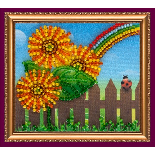 Magnets Bead embroidery kit Sunflowers and Rainbow, AMA-039 by Abris Art - buy online! ✿ Fast delivery ✿ Factory price ✿ Wholesale and retail ✿ Purchase Kits for embroidery magnets with beads on canvas
