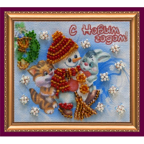 Magnets Bead embroidery kit Happy New Year – 1, AMA-042 by Abris Art - buy online! ✿ Fast delivery ✿ Factory price ✿ Wholesale and retail ✿ Purchase Kits for embroidery magnets with beads on canvas