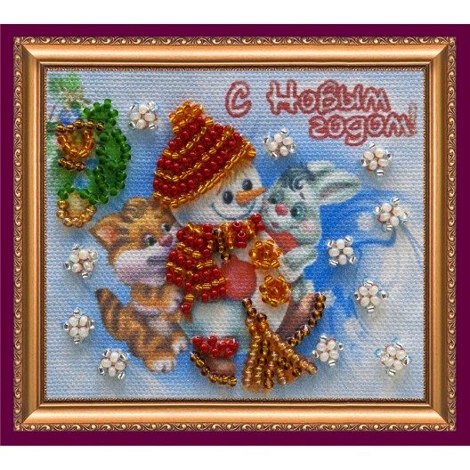 Magnets Bead embroidery kit Happy New Year – 1, AMA-042 by Abris Art - buy online! ✿ Fast delivery ✿ Factory price ✿ Wholesale and retail ✿ Purchase Kits for embroidery magnets with beads on canvas