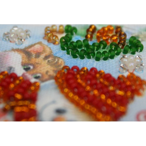 Magnets Bead embroidery kit Happy New Year – 1, AMA-042 by Abris Art - buy online! ✿ Fast delivery ✿ Factory price ✿ Wholesale and retail ✿ Purchase Kits for embroidery magnets with beads on canvas