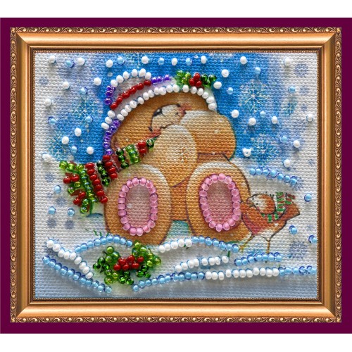 Magnets Bead embroidery kit Happy New Year – 8, AMA-057 by Abris Art - buy online! ✿ Fast delivery ✿ Factory price ✿ Wholesale and retail ✿ Purchase Kits for embroidery magnets with beads on canvas