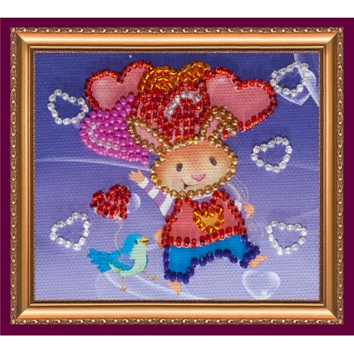 Magnets Bead embroidery kit Enamored rabbit, AMA-065 by Abris Art - buy online! ✿ Fast delivery ✿ Factory price ✿ Wholesale and retail ✿ Purchase Kits for embroidery magnets with beads on canvas