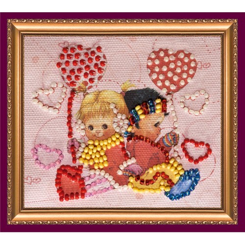 Magnets Bead embroidery kit Hearts, AMA-070 by Abris Art - buy online! ✿ Fast delivery ✿ Factory price ✿ Wholesale and retail ✿ Purchase Kits for embroidery magnets with beads on canvas