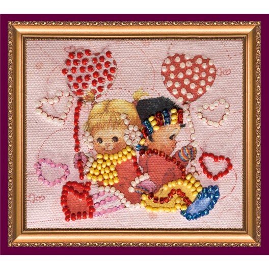 Magnets Bead embroidery kit Hearts, AMA-070 by Abris Art - buy online! ✿ Fast delivery ✿ Factory price ✿ Wholesale and retail ✿ Purchase Kits for embroidery magnets with beads on canvas