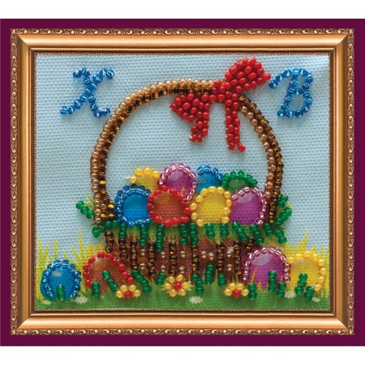 Magnets Bead embroidery kit Easter basket – 2, AMA-075 by Abris Art - buy online! ✿ Fast delivery ✿ Factory price ✿ Wholesale and retail ✿ Purchase Kits for embroidery magnets with beads on canvas
