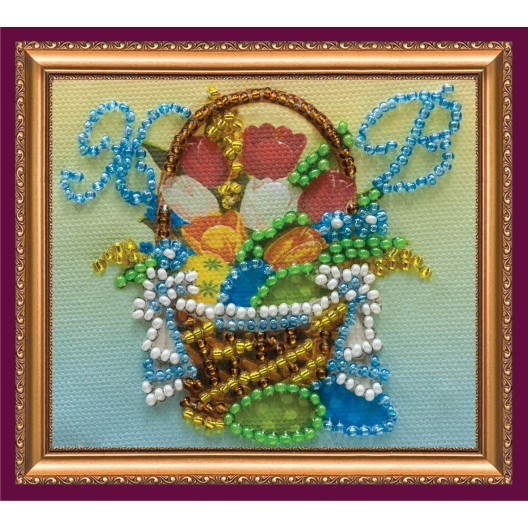 Magnets Bead embroidery kit Easter basket – 4, AMA-080 by Abris Art - buy online! ✿ Fast delivery ✿ Factory price ✿ Wholesale and retail ✿ Purchase Kits for embroidery magnets with beads on canvas