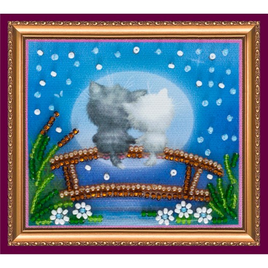 Magnets Bead embroidery kit Moon cats, AMA-090 by Abris Art - buy online! ✿ Fast delivery ✿ Factory price ✿ Wholesale and retail ✿ Purchase Kits for embroidery magnets with beads on canvas