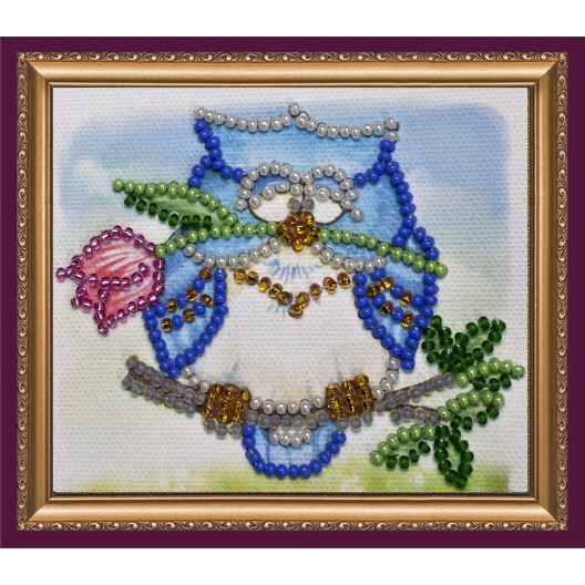 Magnets Bead embroidery kit Owl – 4, AMA-116 by Abris Art - buy online! ✿ Fast delivery ✿ Factory price ✿ Wholesale and retail ✿ Purchase Kits for embroidery magnets with beads on canvas