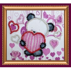 Magnets Bead embroidery kit Bear and hearts