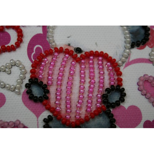 Magnets Bead embroidery kit Bear and hearts, AMA-126 by Abris Art - buy online! ✿ Fast delivery ✿ Factory price ✿ Wholesale and retail ✿ Purchase Kits for embroidery magnets with beads on canvas