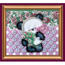 Magnets Bead embroidery kit Bear and Camomiles