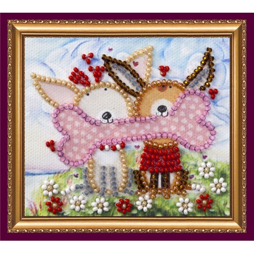 Magnets Bead embroidery kit Doggie with goodies, AMA-141 by Abris Art - buy online! ✿ Fast delivery ✿ Factory price ✿ Wholesale and retail ✿ Purchase Kits for embroidery magnets with beads on canvas