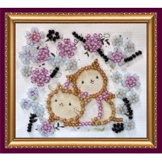 Magnets Bead embroidery kit Kittens in flowers