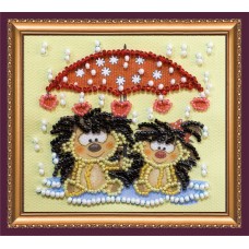 Magnets Bead embroidery kit Hedgehogs under an umbrella