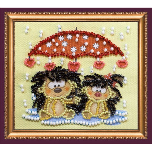 Magnets Bead embroidery kit Hedgehogs under an umbrella, AMA-168 by Abris Art - buy online! ✿ Fast delivery ✿ Factory price ✿ Wholesale and retail ✿ Purchase Kits for embroidery magnets with beads on canvas