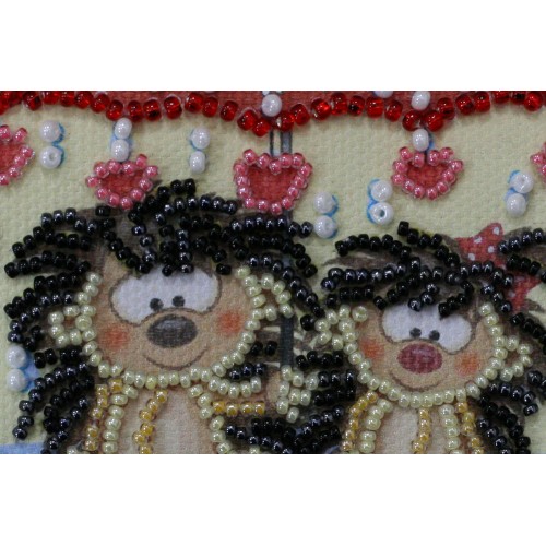 Magnets Bead embroidery kit Hedgehogs under an umbrella, AMA-168 by Abris Art - buy online! ✿ Fast delivery ✿ Factory price ✿ Wholesale and retail ✿ Purchase Kits for embroidery magnets with beads on canvas