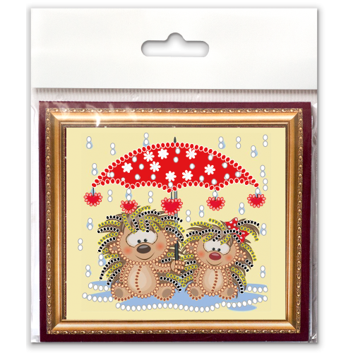 Magnets Bead embroidery kit Hedgehogs under an umbrella, AMA-168 by Abris Art - buy online! ✿ Fast delivery ✿ Factory price ✿ Wholesale and retail ✿ Purchase Kits for embroidery magnets with beads on canvas