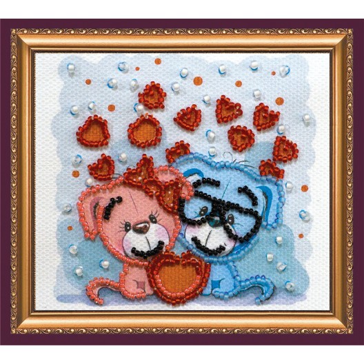 Magnets Bead embroidery kit Hearts, AMA-169 by Abris Art - buy online! ✿ Fast delivery ✿ Factory price ✿ Wholesale and retail ✿ Purchase Kits for embroidery magnets with beads on canvas