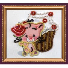 Magnets Bead embroidery kit Cupcake and a rose