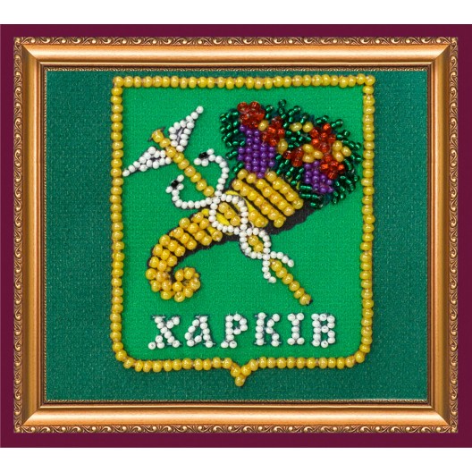 Magnets Bead embroidery kit Kharkivs coat of arms, AMA-181 by Abris Art - buy online! ✿ Fast delivery ✿ Factory price ✿ Wholesale and retail ✿ Purchase Kits for embroidery magnets with beads on canvas