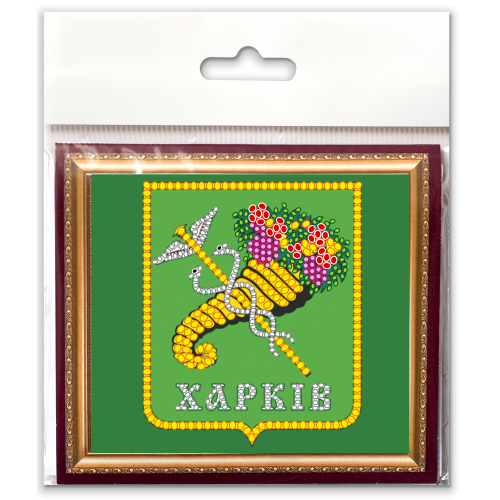 Magnets Bead embroidery kit Kharkivs coat of arms, AMA-181 by Abris Art - buy online! ✿ Fast delivery ✿ Factory price ✿ Wholesale and retail ✿ Purchase Kits for embroidery magnets with beads on canvas