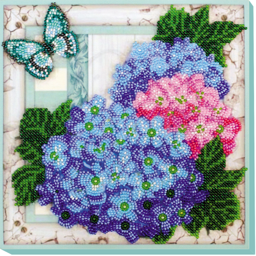 Mid-sized bead embroidery kit Gentle hydrangeas (Flowers), AMB-004 by Abris Art - buy online! ✿ Fast delivery ✿ Factory price ✿ Wholesale and retail ✿ Purchase Sets MIDI for beadwork
