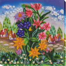 Mid-sized bead embroidery kit Earth stars (Flowers)
