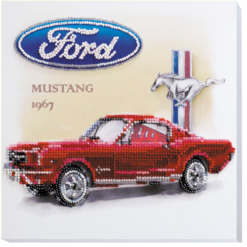 Mid-sized bead embroidery kit Ford Mustang 1967 (Retro), AMB-011 by Abris Art - buy online! ✿ Fast delivery ✿ Factory price ✿ Wholesale and retail ✿ Purchase Sets MIDI for beadwork