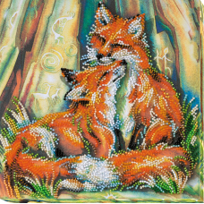 Mid-sized bead embroidery kit Small foxes (Animals)