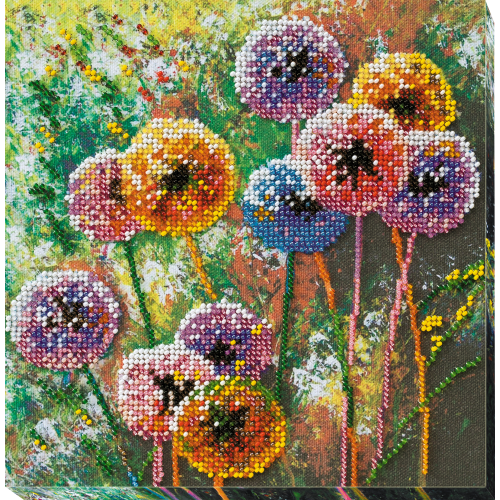Mid-sized bead embroidery kit Multi-colored balls (Flowers), AMB-017 by Abris Art - buy online! ✿ Fast delivery ✿ Factory price ✿ Wholesale and retail ✿ Purchase Sets MIDI for beadwork