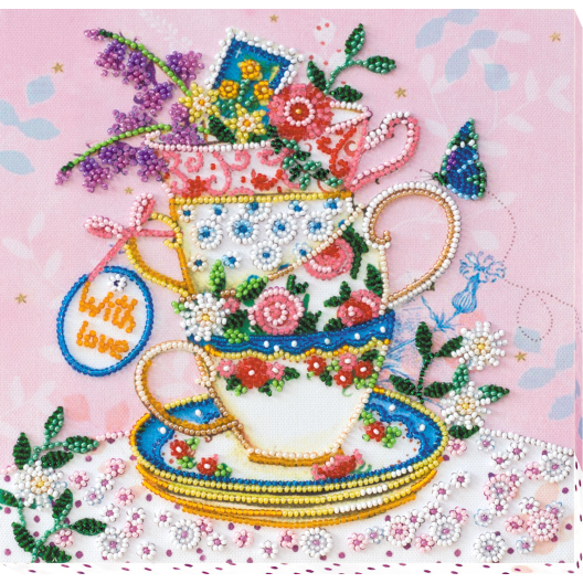 Mid-sized bead embroidery kit Tea meeting (Household stories), AMB-019 by Abris Art - buy online! ✿ Fast delivery ✿ Factory price ✿ Wholesale and retail ✿ Purchase Sets MIDI for beadwork