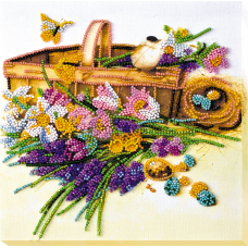 Mid-sized bead embroidery kit First flowers (Flowers)