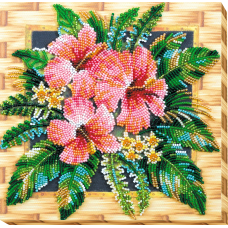 Mid-sized bead embroidery kit Tanzanian flowers (Flowers)