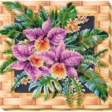 Mid-sized bead embroidery kit Cattleya (Flowers)