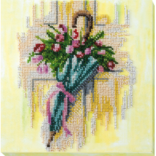 Mid-sized bead embroidery kit Umbrella and tulips (Flowers)