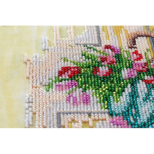 Mid-sized bead embroidery kit Umbrella and tulips (Flowers), AMB-032 by Abris Art - buy online! ✿ Fast delivery ✿ Factory price ✿ Wholesale and retail ✿ Purchase Sets MIDI for beadwork