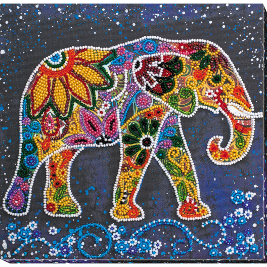 Mid-sized bead embroidery kit Indian elephant (Animals), AMB-046 by Abris Art - buy online! ✿ Fast delivery ✿ Factory price ✿ Wholesale and retail ✿ Purchase Sets MIDI for beadwork